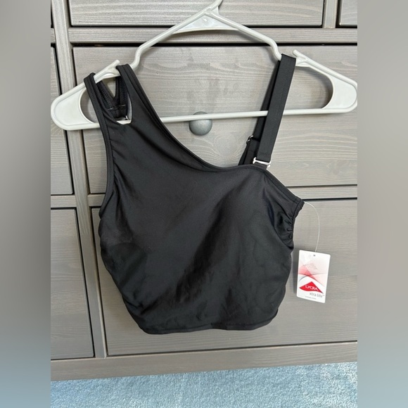 NWT Lands End Black Scoop Shoulder Midkini Swimsuit Top - Picture 2 of 7